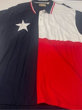 Sun River Polo Shirt Texas Flag Colorblock Navy Red White Collared Short Sleeve…